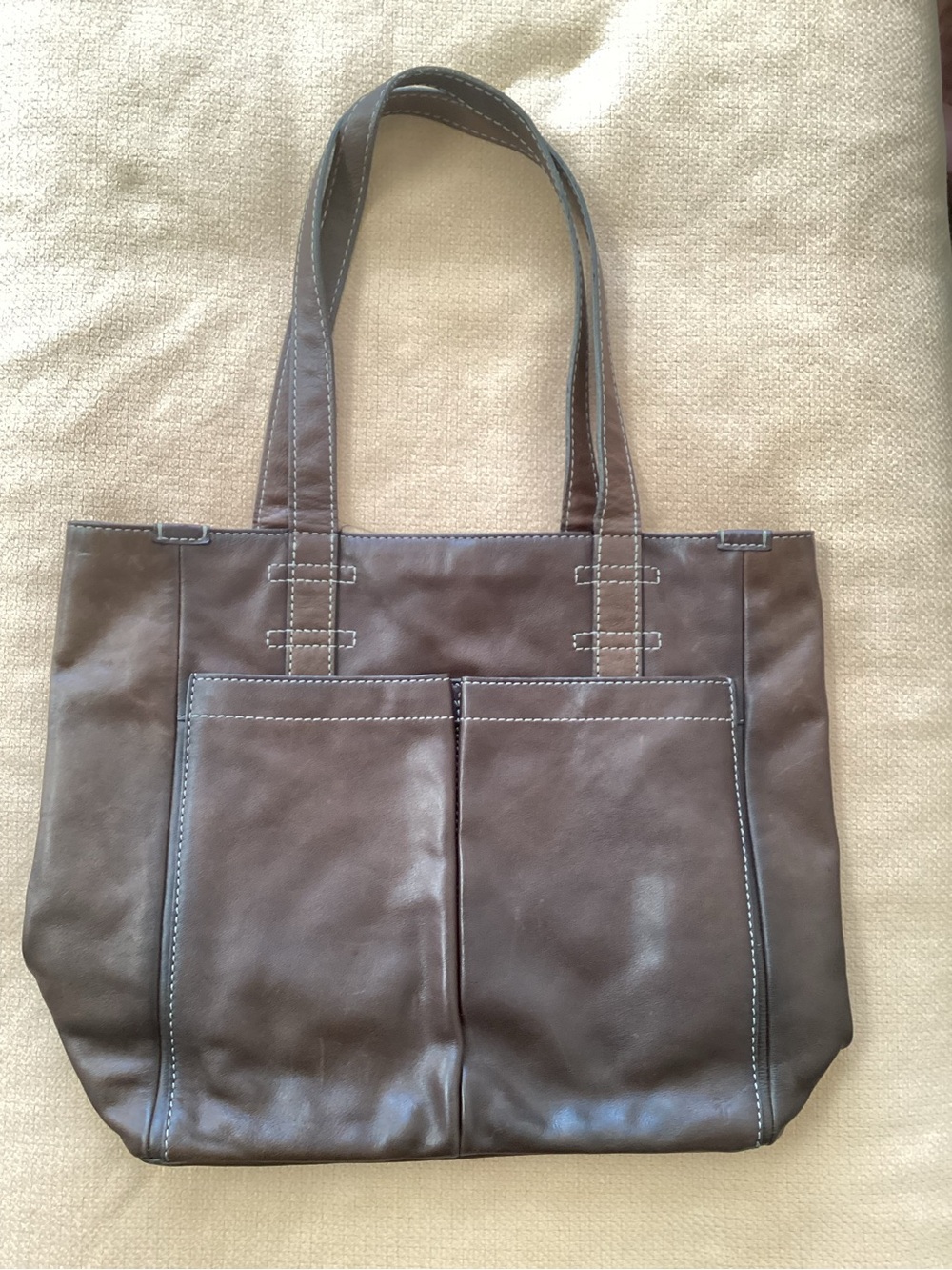 Frye Dark Brown Leather Tote with Front Pockets